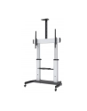 MANHATTAN Heavy-Duty TV Cart Aluminum Constructionup up to 100kg 220lbs 60i to 100i tilt Height-Adjustable two Shelves Silver/Black - nr 15