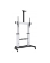 MANHATTAN Heavy-Duty TV Cart Aluminum Constructionup up to 100kg 220lbs 60i to 100i tilt Height-Adjustable two Shelves Silver/Black - nr 16