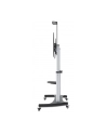 MANHATTAN Heavy-Duty TV Cart Aluminum Constructionup up to 100kg 220lbs 60i to 100i tilt Height-Adjustable two Shelves Silver/Black - nr 17