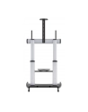 MANHATTAN Heavy-Duty TV Cart Aluminum Constructionup up to 100kg 220lbs 60i to 100i tilt Height-Adjustable two Shelves Silver/Black - nr 18