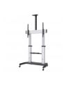 MANHATTAN Heavy-Duty TV Cart Aluminum Constructionup up to 100kg 220lbs 60i to 100i tilt Height-Adjustable two Shelves Silver/Black - nr 1