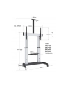 MANHATTAN Heavy-Duty TV Cart Aluminum Constructionup up to 100kg 220lbs 60i to 100i tilt Height-Adjustable two Shelves Silver/Black - nr 20