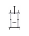MANHATTAN Heavy-Duty TV Cart Aluminum Constructionup up to 100kg 220lbs 60i to 100i tilt Height-Adjustable two Shelves Silver/Black - nr 26
