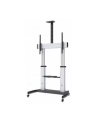 MANHATTAN Heavy-Duty TV Cart Aluminum Constructionup up to 100kg 220lbs 60i to 100i tilt Height-Adjustable two Shelves Silver/Black - nr 9