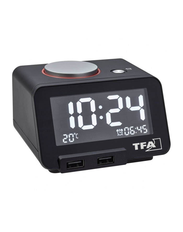 Tfa Budzik Biurkowy 60.2517 Hometime Zegar Elektroniczny Z Termometrem I Ładowarką Usb (9816030153) główny