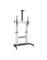 MANHATTAN Heavy-Duty TV Cart Aluminum Constructionup up to 100kg 220lbs 60i to 100i tilt Height-Adjustable two Shelves Silver/Black - nr 10