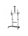MANHATTAN Heavy-Duty TV Cart Aluminum Constructionup up to 100kg 220lbs 60i to 100i tilt Height-Adjustable two Shelves Silver/Black - nr 1