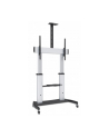 MANHATTAN Heavy-Duty TV Cart Aluminum Constructionup up to 100kg 220lbs 60i to 100i tilt Height-Adjustable two Shelves Silver/Black - nr 23