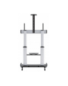 MANHATTAN Heavy-Duty TV Cart Aluminum Constructionup up to 100kg 220lbs 60i to 100i tilt Height-Adjustable two Shelves Silver/Black - nr 26