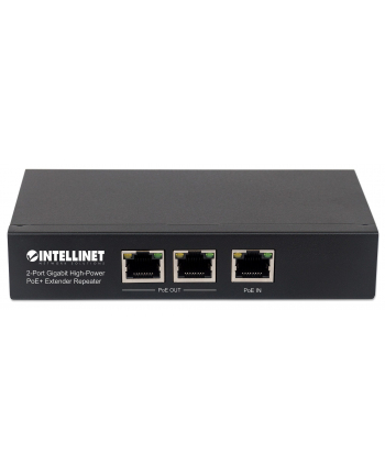 INTELLINET 2 Port Gigabit PoE+ Extender IEEE 802.3at/af Compliant 100 m Additional Range Metal