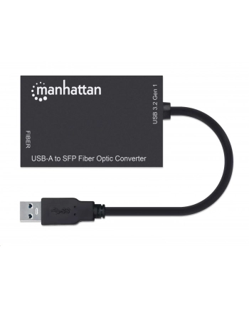 MANHATTAN USB-A to SFP Fiber Optic Converter USB 3.2 Gen 1 1000 Mbps Ethernet Optical Network Connection Open SFP Slot Black nr 1