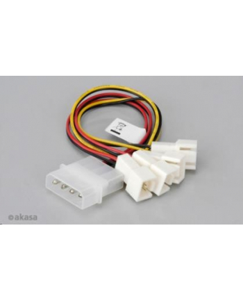 Akasa Adapter zasilania molex do 4 złącz 3 pins do wentylatora (AK-CB001)