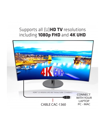 Club 3D HDMI - HDMI 2m Czarny (CAC-1360) nr 1