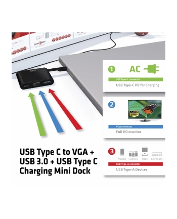 CLUB 3D CLUB3D ADAPTER USB 3.0 TYP C > VGA/USB3/USB-C     MINIDOCK RETAIL  (CSV1532)