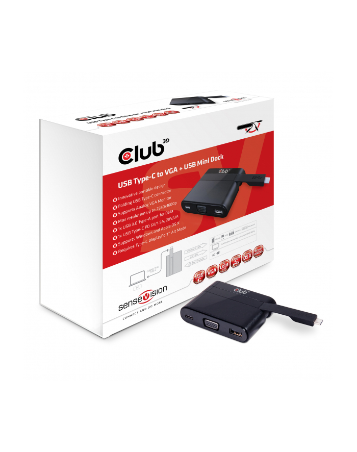 CLUB 3D CLUB3D ADAPTER USB 3.0 TYP C > VGA/USB3/USB-C     MINIDOCK RETAIL  (CSV1532) główny