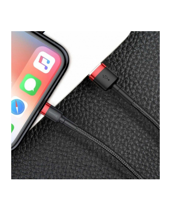 Baseus Cafule Cable wytrzymały nylonowy kabel przewód USB / Lightning QC3.0 2A 3M czarno-czerwony (CALKLF-R91) nr 2