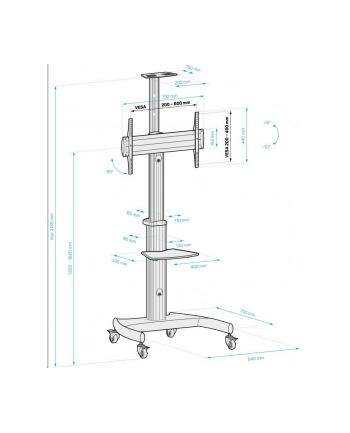Connect IT Connect IT MOBILNY STOJAK I POJEDYNCZY UCHWYT NA TELEWIZOR WHEELIE II 37'' - 75'', SREBRNY, CMH-9300-SL