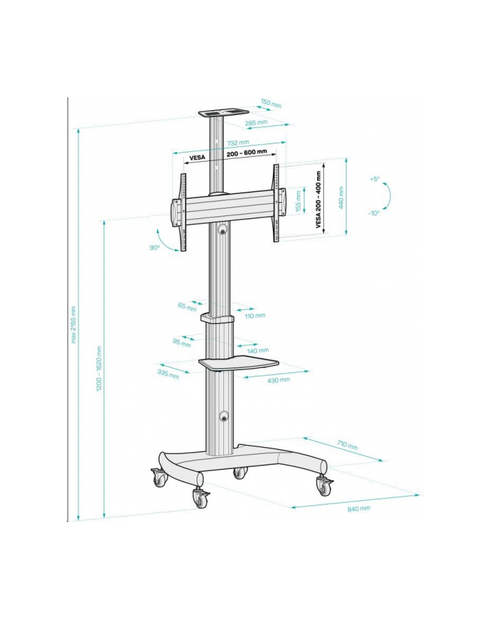 Connect IT Connect IT MOBILNY STOJAK I POJEDYNCZY UCHWYT NA TELEWIZOR WHEELIE II 37'' - 75'', SREBRNY, CMH-9300-SL główny