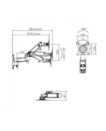FIBER NOVELTY NB - SOLIDNY, OBROTOWY, ŚCIENNY UCHWYT NA SPRĘŻYNIE GAZOWEJ DO MONITORÓW I TELEWIZORÓW LCD, LED 17'' - 27'' F150B