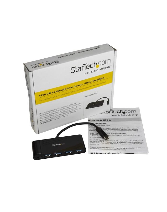 Startech Hub USB-C-4xUSB 3.0 Czarny (HB30C4AFPD) główny