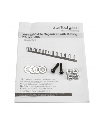 Startech.COM  VERTICAL CABLE ORGANIZER WITH D-RING HOOKS - 0U - 3 FT. (CMVER20UD)