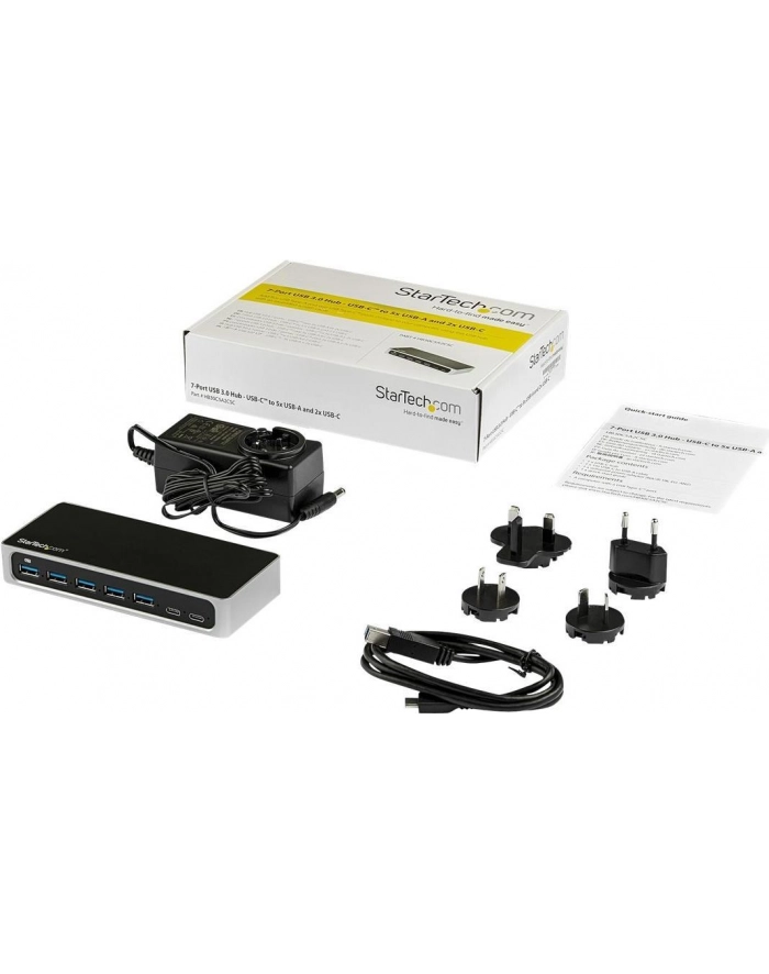Startech.com 7 Port USB C Hub - USB-C to 5x USB-A and 2x USB-C - USB 3.0 - hub - 7 ports USB hub - 7 - Czarny (HB30C5A2CSC) główny
