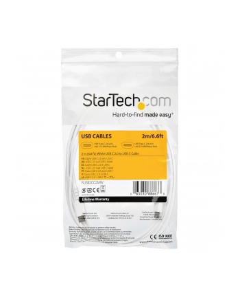 Startech.COM  2 M / 6.6 FT. USB C CABLE - WHITE - ARAMID FIBER - USB-C CABLE - 2 M  (RUSB2CC2MW) nr 1