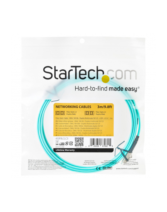 Startech Patchcord światlowodowy LC-LC OM4 3m (450FBLCLC3) główny
