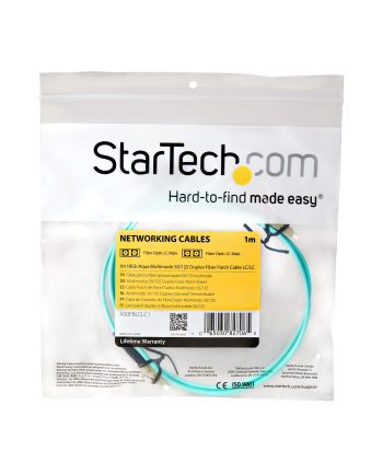 Startech.com 1m 10Gb Aqua LC/LC Duplex 50/125 Multimode LSZH Fiber Cable (A50FBLCLC1) nr 1