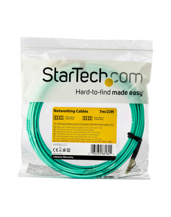 Startech.COM 7M OM3 LC TO LC MULTIMODE DUPLEX FIBER OPTIC PATCH CABLE - PATCH CABLE - 7 M - AQUA (A50FBLCLC7) główny