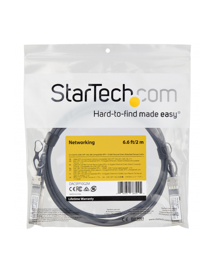 Startech.COM DELL EMC DAC-SFP-10G-2M COMPATIBLE SFP+ DAC TWINAX CABLE - 2 M - 10GBASE DIRECT ATTACH CABLE - 2 M  (DACSFP10G2M) główny