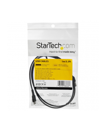 Startech.COM  1 M / 3.3FT. USB C CABLE - BLACK - ARAMID FIBER - USB-C CABLE - 1 M  (RUSB2CC1MB)