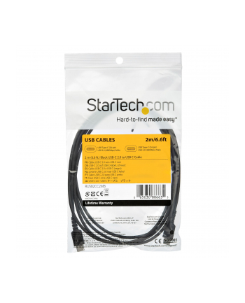 Startech.COM  2 M / 6.6FT. USB C CABLE - BLACK - ARAMID FIBER - USB-C CABLE - 2 M  (RUSB2CC2MB)