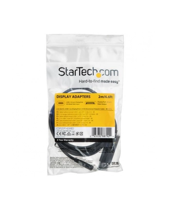 Startech.COM Startech.COM  6.6 FT. (2 M) USB C TO DISPLAYPORT 1.4 CABLE - BIDIRECTIONAL - USB / DISPLAYPORT CABLE - 2 M CDP2DP142MBD   (CDP2DP142MBD) nr 1