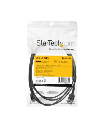 Startech.COM  2 M / 6.6 FT. USB 2.0 TO USB C CABLE - BLACK - ARAMID FIBER - USB-C CABLE - 2 M  (RUSB2AC2MB) nr 1