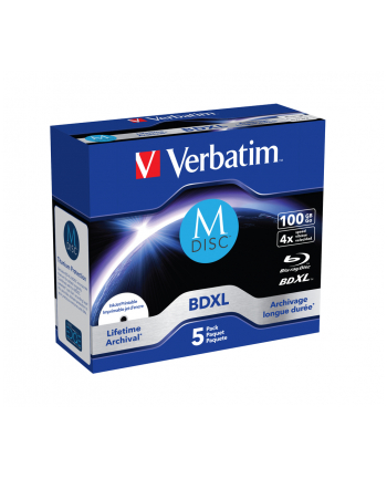 Verbatim 1x5 M-Disc BD-R Blu-Ray 100GB 4x Speed inkjet print (43834) nr 1