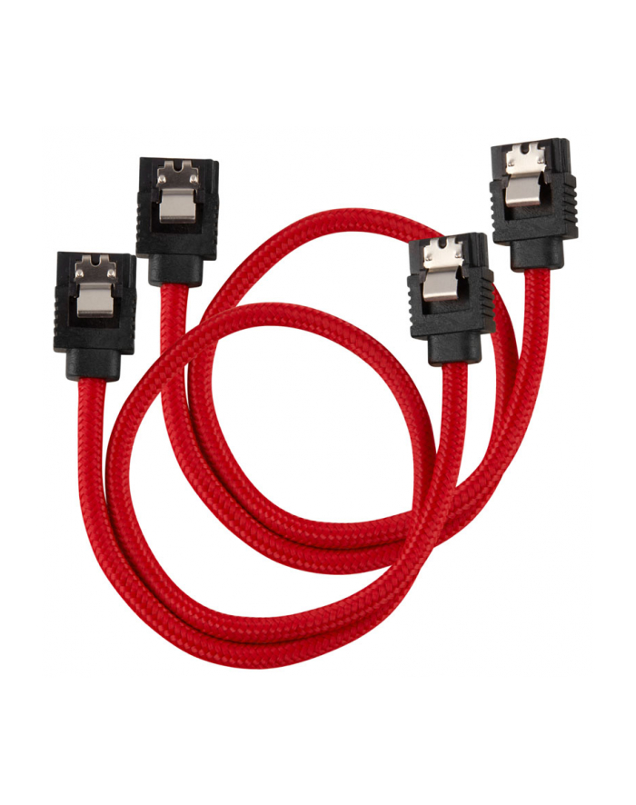Corsair Kabel Premium z rękawem SATA, czerwony 30 cm - 2 sztuki (ZUAD1046) główny
