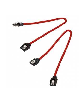 Corsair Kabel Premium z rękawem SATA, czerwony 30 cm - 2 sztuki (ZUAD1046)