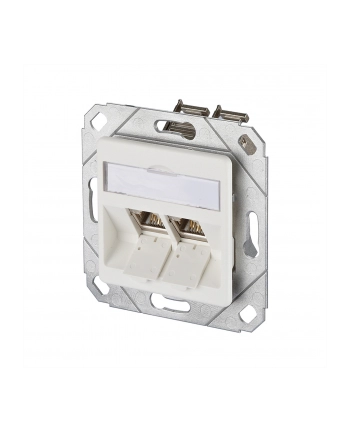 Metz Connect Gniazdo Sieciowe Wkład Z Płytką Centralną Podtynkowy Cat 6 2 Porty Czysty Biały nr 1