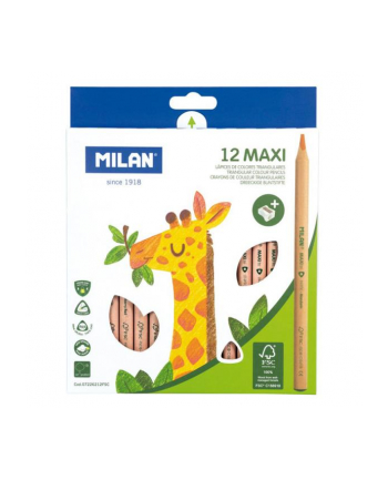 Kredki Maxi trójkątne natural 12 kolorów 07226212FSC MILAN cena za 1szt.