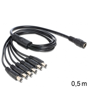 Delock Kabel zasilający rozdzielacz DC 5.5 x 2.1mm 1x-6x St 0.5m (83289)