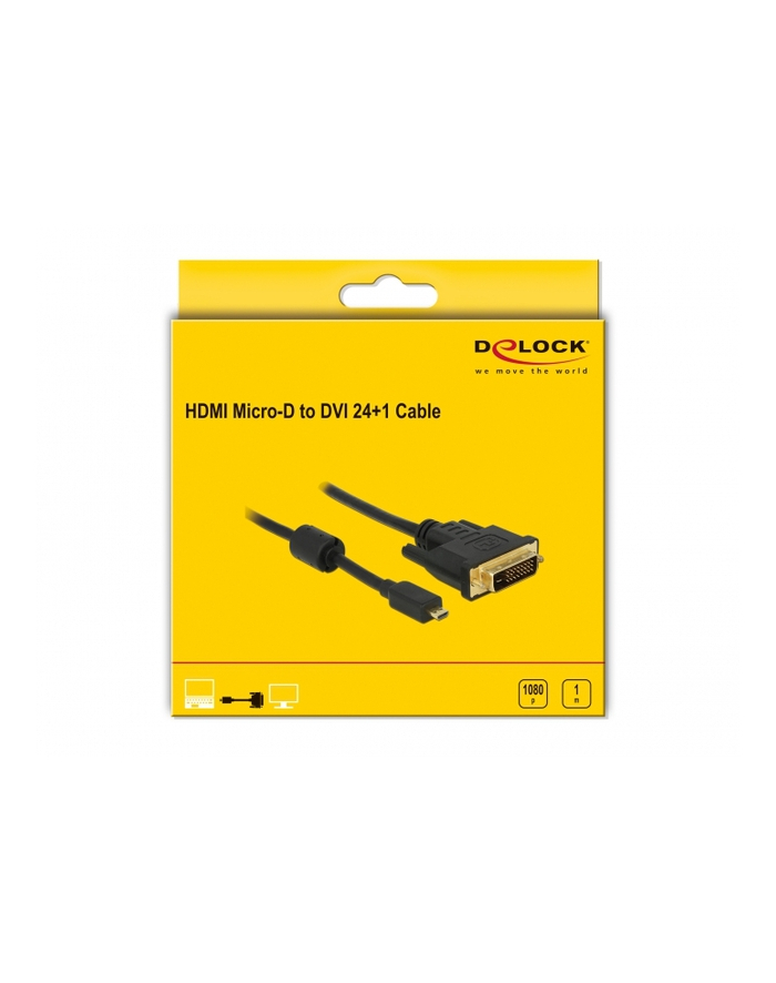 Delock microHDMI na DVI (24+1) 1m Czarny (83585) główny