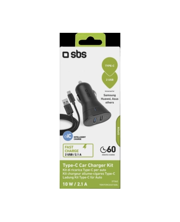 SBS 2.1A 2xUSB UFC kabel USB-C 1M