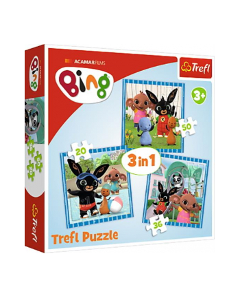 Puzzle 3w1 20,36,50el Zabawy z przyjaciółmi. Bing 34851 Trefl