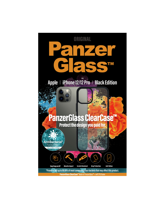 PanzerGlass etui ClearCase Antibacterial do Apple iPhone 6,1″ Black Edition (0252) główny