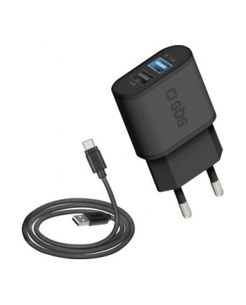 SBS 2X Usb + Kabel Usb-C 1M Ładowarka Sieciowa