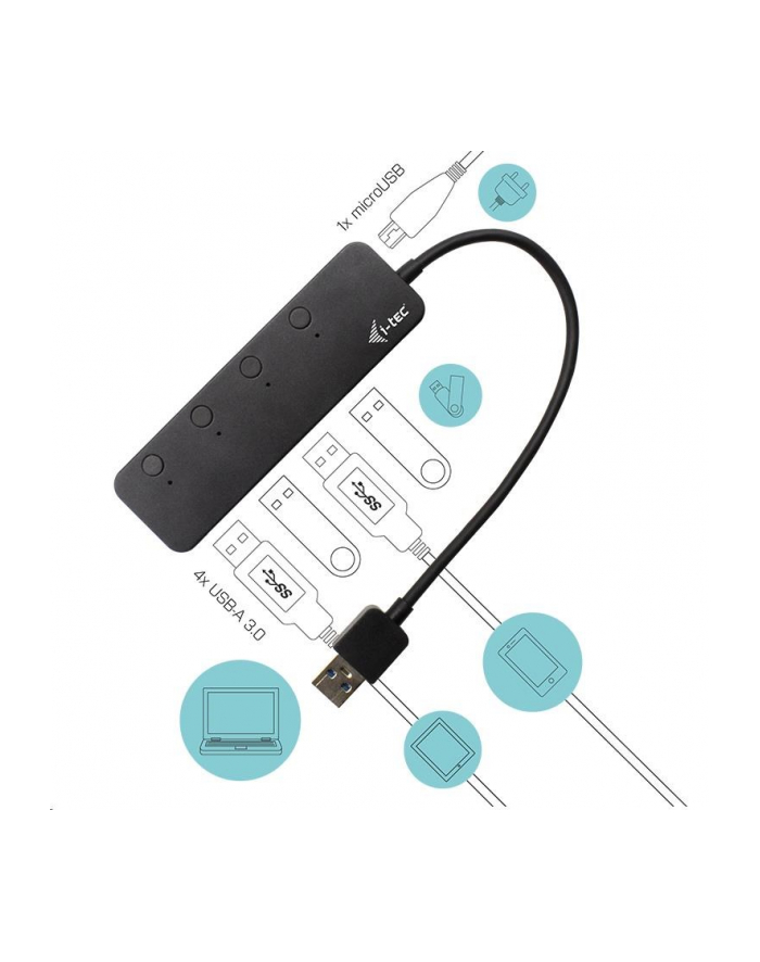 i-tec Hub USB USB 3.0 Metal HUB 4 Port On/Off główny