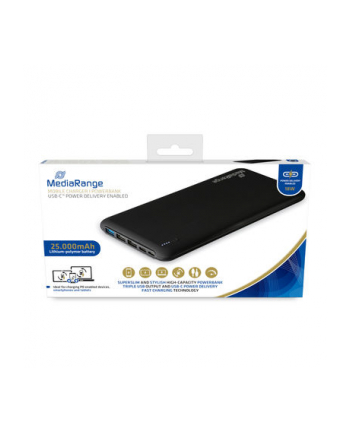 MediaRange Powerbank 25000 mAh (black, power delivery fast charging technology)