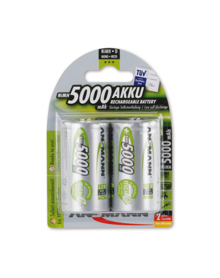 Ansmann 5000mAh NiMh - 4x akumulatorki D główny