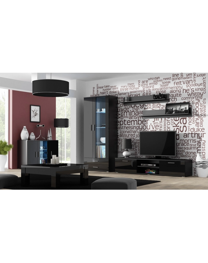 cama meble Szafka RTV SOHO 180 czarny/ czarny połysk główny